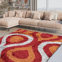 Optima Echo Orange 8x10 ft Shag Area Rug - Walmart.com