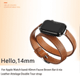 thumbnail image 5 of Leather Strap for Apple Watch Band Ultra 2 49mm 40mm 41mm Double Tour 45mm 42mm 44mm for Iwatch Series 9 8 7 6 Se 5 4 3 26 38mm (Brown,38mm 40mm 41mm), 5 of 7