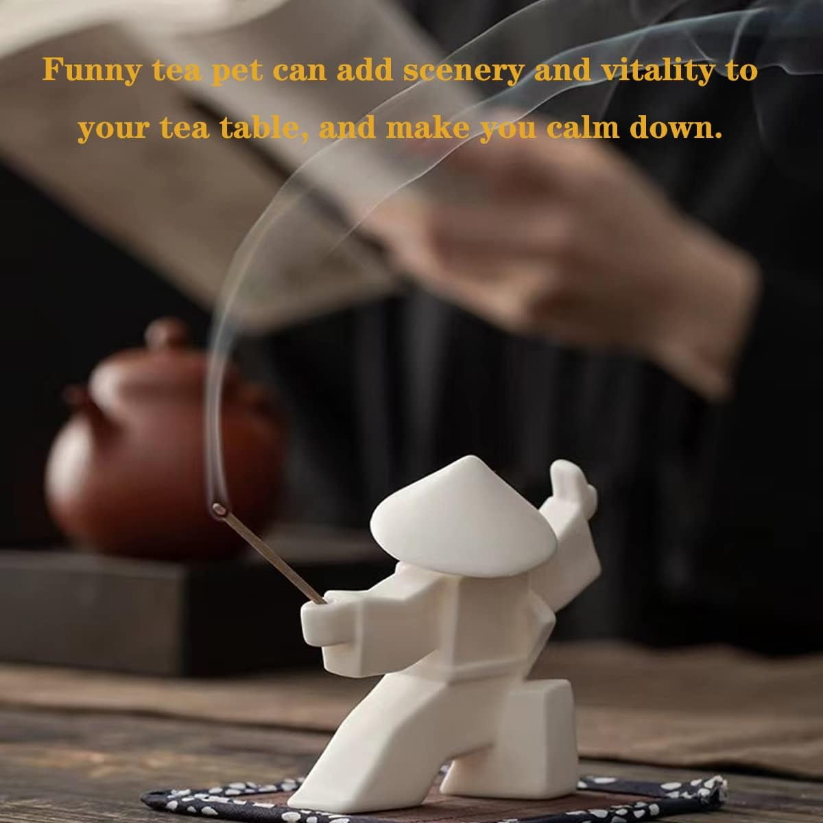 Samurai Statue Decor Japanese Warrior Decor Children's Room Statues, Kongfu Tea Pet Decoration, Incense Holder for Stick Burner Incense Stick Holder (White2 and White3)