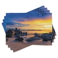 thumbnail image 1 of Ambesonne Tropical Place Mats Set of 4, Horizon Sky Beach View, Standard Size, Royal Blue Marigold, 1 of 6