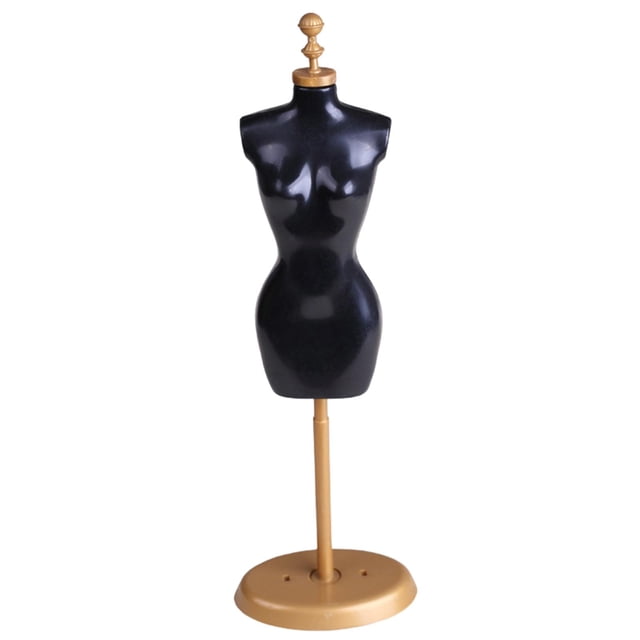 Maniquí de exhibición de ropa, mueble con soporte, modelo con soporte y Base redonda, juguete para juego de imitación para casa de muñecas, piezas de negro