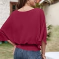 thumbnail image 5 of Endives Women's Chiffon Shirt Blouses Casual Boat Neck Chiffon Blouses Batwing Tops Tunic Top Spring Outfit Red, 5 of 7