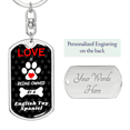 thumbnail image 2 of English Toy Spaniel Stainless Steel or 18k Gold Premium Swivel Dog Tag Keychain, 2 of 8