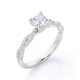 thumbnail image 4 of JeenMata Anillo de Compromiso de 4 Puntas con Diamantes de Talla Princesa con Detalles Pavé en Oro Blanco de 10 K, 4 of 6