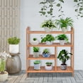 thumbnail image 2 of 4-Tier Bamboo Shoe Rack with Boots Storage, Freestanding Wooden Display Shelf with Handle, Multifunctional Storage Organizer for Bathroom Entryway, Hallway, Living Room Plant Stand, 2 of 8