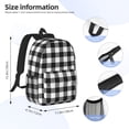 thumbnail image 5 of Rateoe Black White Plaid Pattern Student Backpack Water-resistant Backpack 15-inch Laptop Backpack Lightweight Adjustable School Backpack, 5 of 6