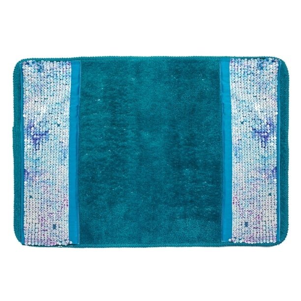 Popular Bath Tammi Aqua Bath Collection 21 x 32 Banded Bathroom Rug