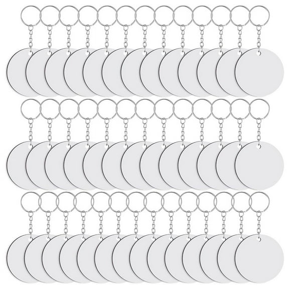 120 Pieces Round Sublimation Keychain Blanks Double Side Heat Transfer MDF Key Rings Blank Board Chain