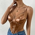 thumbnail image 4 of Elainilye Fashion Corset Tops for Women Solid Color Sexy Sleeveless Corset Bustier Corset Tank Tops Slim Sling Shapewear,Brown, 4 of 7