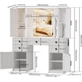 thumbnail image 2 of PAKASEPT Farmhouse Vanity Desk with Makeup Mirror and Light - Makeup Vanity Table with 5 Drawers & 4 Cabinets,Charging Station, Big Makeup Vanity Set for Bedroom, 2 of 8