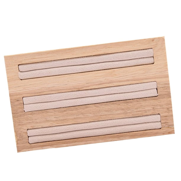 3 Ranuras Rectangular Pendientes Bandejas Exhibición de con Organizador Caja de Almacenamiento Soporte - beige beige BLESIY Soporte para anillos que muestra la placa