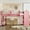 Pink + MDF + Pine + Plywood + Twin, variant on Twin Size Solid Wood Low Loft Bed - Desk, Blackboard & Multi-Storage (Bookcases/Boxes/Drawers), No Box Spring Needed,Light White