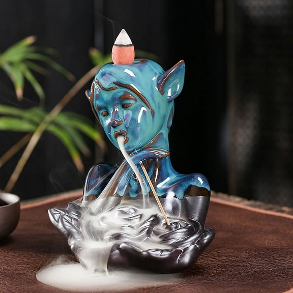 Creative Elf Incense Burner Ornaments Smoke Backflow Incense Holder Ceramic Sandalwood Burner Path Home Temple Yoga Room Home Decor