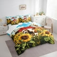 thumbnail image 3 of Castle Fairy Animal Cow Bedding Comforter Set 7-Piece for Boys Girls,Rustic Farmhouse Cabin King Bedding Sets,Chic Floral Yellow Sunflowers Ultra Soft Bed Sheets,Breathable Home Decor,Reversible, 3 of 8