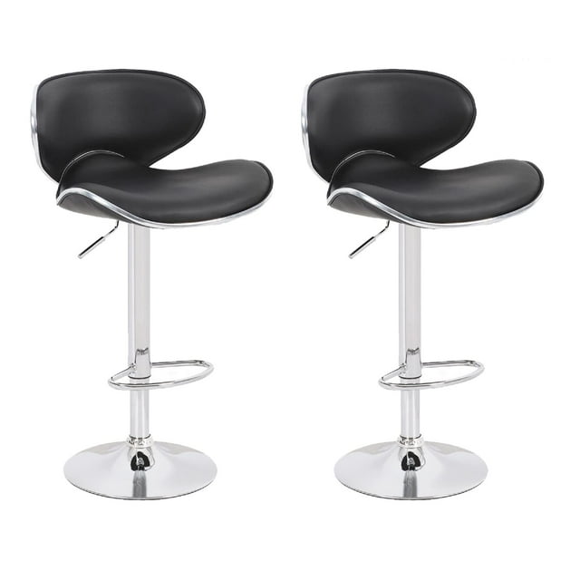 Bronte Living Tabouret de Bar en Similicuir avec Hauteur Réglable, Design Pivotant à 360°, Dossier Moyen Confortable, Protection de Sol et Base Piédestal avec Repose-Pieds pour Cuisine, Bar - Série Claudia - Ensemble de 2