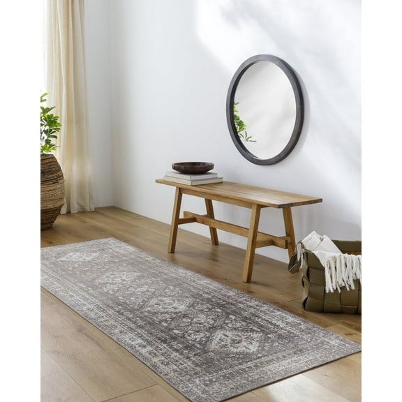 Livabliss Washable Rugs for Living Room, 3x7 Lavadora Traditional Dark Brown Runner Area Rug, Bedroom Dining Room Home Decor Stain Resistant Carpet (2'7" x 7'3" Runner)