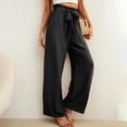 thumbnail image 2 of Black Teen Girls Trousers Pants for Women Lace Loose Fit Lightweight High Leg Tie Knot Straight Leg Plain Fall Summer Trousers Pants 2026 Clothing Trendy M, 2 of 8