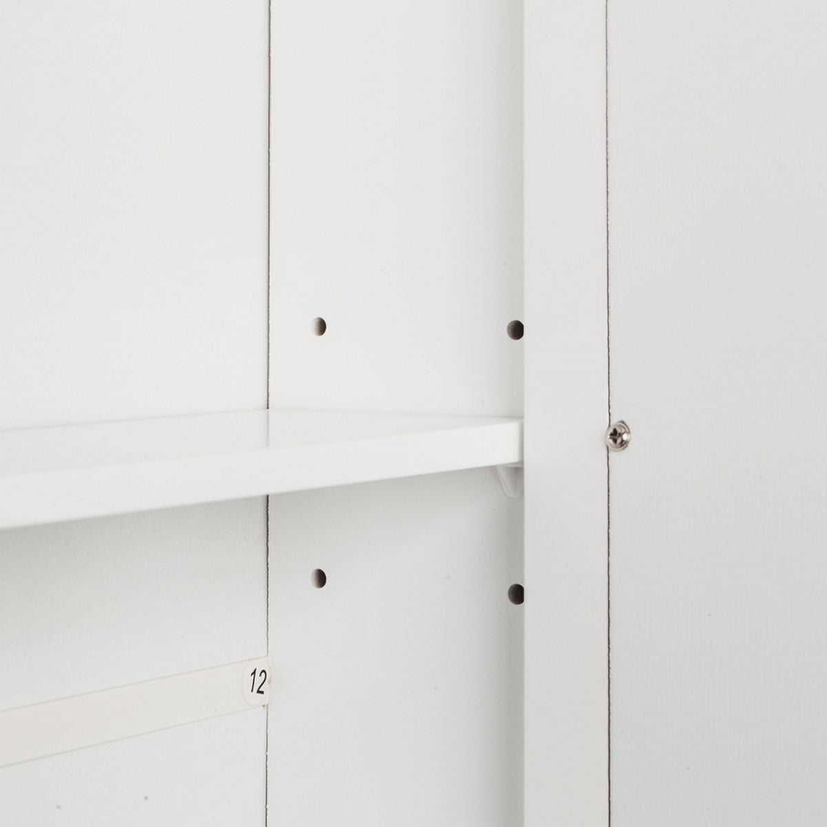 White Bathroom Wall Cabinet Wall-Mounted with Double Mirror Doors