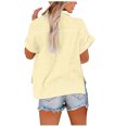 thumbnail image 2 of Summer Savings! Zpanxa Women's Button Up Shirts Cotton Short Sleeve Blouses V Neck Casual Tunics Shirt Solid Color Tops with Pockets, 2 of 4
