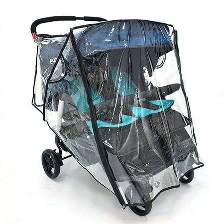 Twin Baby Strollers Rain Sleeve Clear Protector Easy Installation Protective Raincoat for Unobstructed View