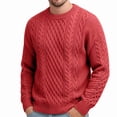 thumbnail image 2 of Babcutegg Big and Tall Mens Cable Knit Sweater Crew Neck Long Sleeve Loose Fit Warm Casual Comfy Sweaters Size 3XL, 2 of 7