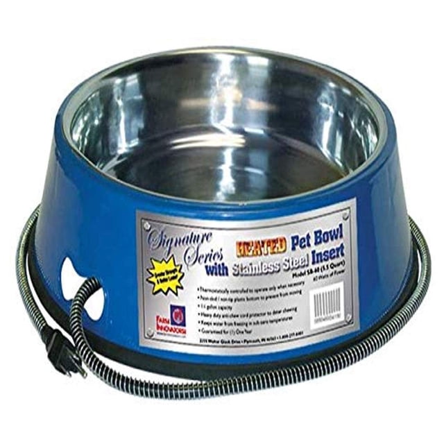 Farm Innovators Signature Series 5.5QT Heated Pet Bowl with Steel Insert