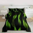 thumbnail image 2 of jejeloiu Waves Geometric Stripe Queen Comforter Set,Black Green Bedding Comforter Set For Adults Reversible 3-Piece, 2 of 8