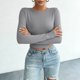 thumbnail image 2 of TaTaai Women's crew neck long sleeve T-shirt, solid color, backless design, cropped slim fit, casual stylish, soft stretchy fabric, ideal for daily outings & casual gatherings Gift, 2 of 5
