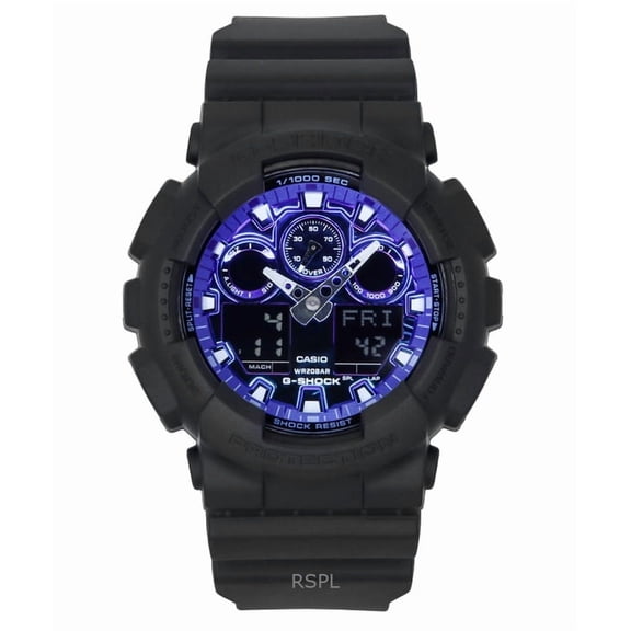 Casio G-Shock Analog Digital Resin Strap Blue Dial Quartz GA-100FL-1A 200M Men's Watch