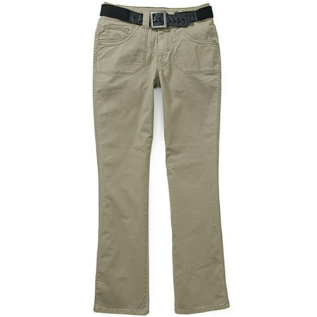 Faded Glory - Women's Twill Pants With Square-Buckle Belt