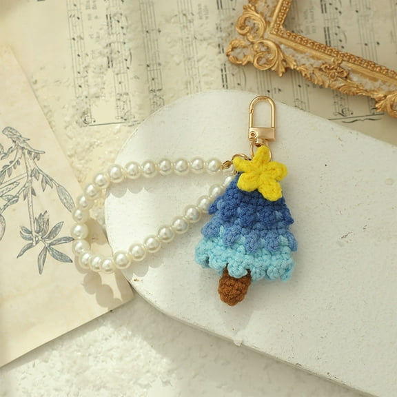 HKEJIAOI 4.72In Hand-Woven Christmas Tree Keychain, Festive Holiday Gift Pendant, 3D Ornament for Keys, Unique Artisan Crafted Holiday Decoration