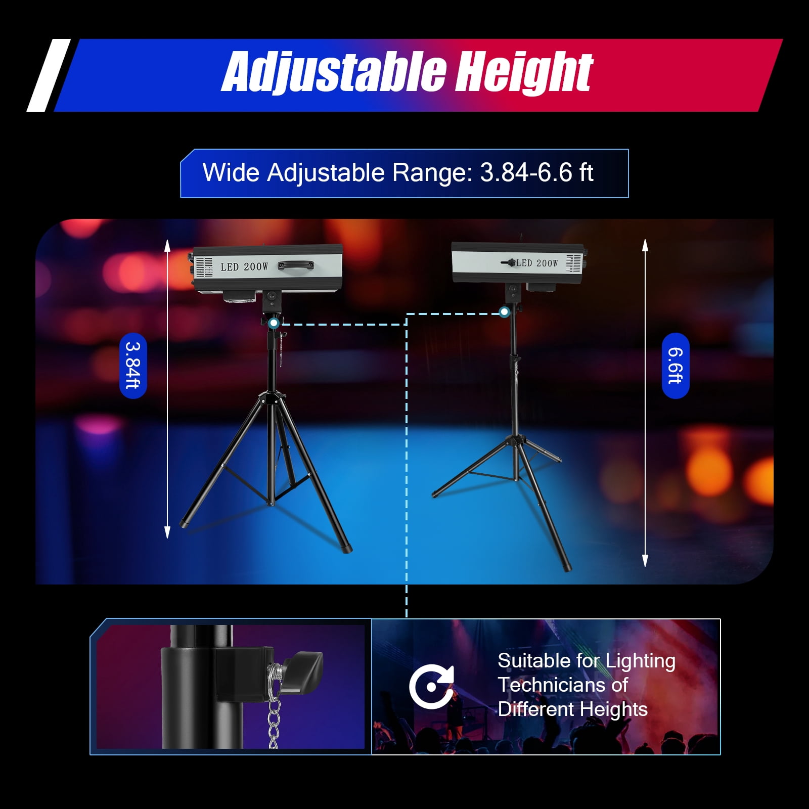 200W LED Follow Spot Light Manual Control Spotlight Stage Light Adjustable for large stages, theaters
