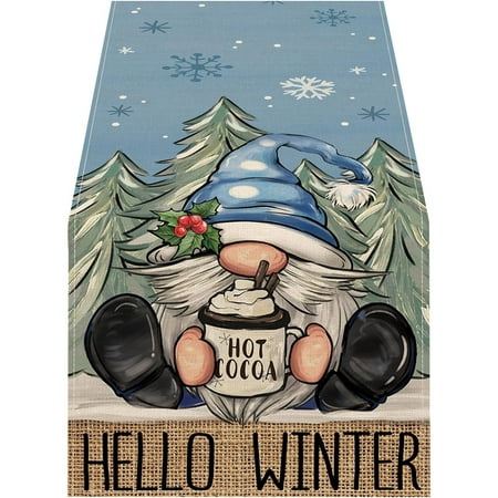 

Festive Winter Table Runner with Gnome Design Perfect for Holiday Decor Dining Table and Kitchen 13x72 Inches