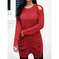 thumbnail image 2 of Long Sleeve Ripped Casual Loose Pullover Sweater (XL, Grey), 2 of 8