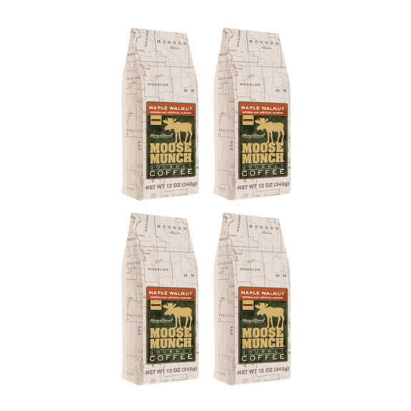 (4 Pack) Harry & David Moose Munch Maple Walnut Ground Coffee, Medium Roast, 12 Oz
