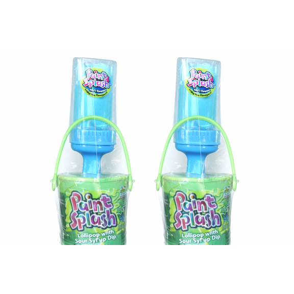 Paint Splash Lollipop with Sour Syrup Dip – 2 Pack, Green Apple, 1.80 oz