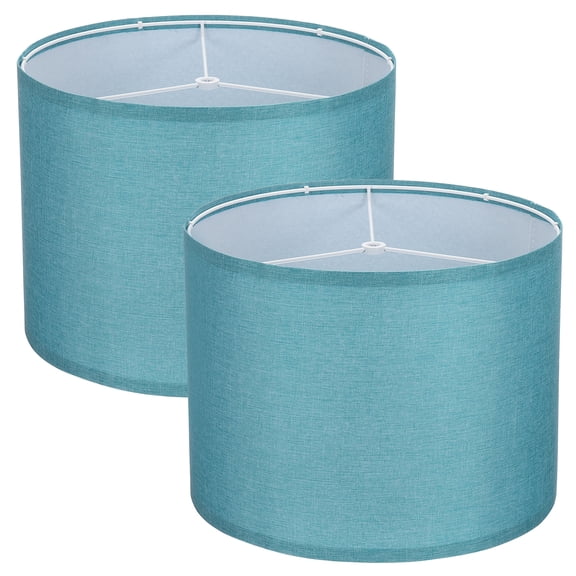 2Set Drum Lamp Shades for Table Lamps, 13"x13"x10" Linen Lampshade Easy Assembly Lamp Shade for Table Lamps Floor Lamps Bedside, Dark Blue