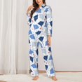 thumbnail image 2 of Pajama Sets for Women 2 Pcs, blue stingrays cute Dots Button Down Long Sleeve Sleepwear Lounge PJ Sets, 2 of 6