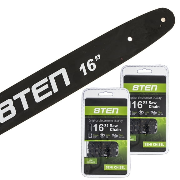 8TEN Chainsaw Guide Bar & 2 Chains 160SDEA041 91VXL056G 16 inch .050 .375 56DL MK1002925