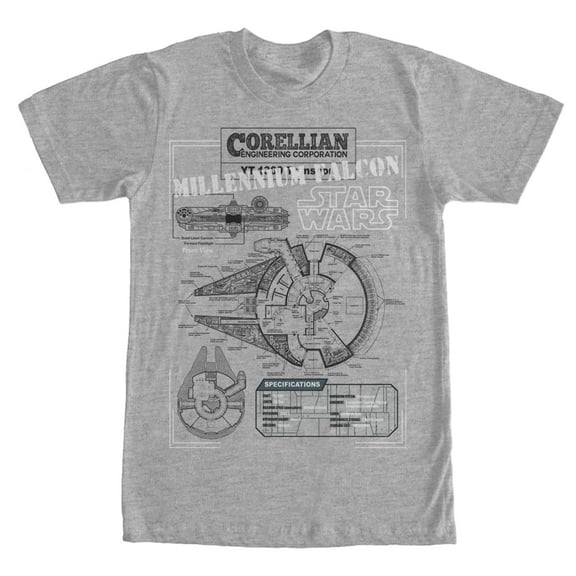 Men's Star Wars Millennium Falcon Details Graphic Tee Athletic Heather Small