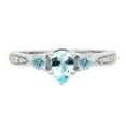thumbnail image 2 of Dazzlingrock Collection 7X5MM Pear Aquamarine & Round White Diamond 3 Stone Teardrop Engagement Ring for Women (0.10 ctw, Color I-J, Clarity I1-I2) in 14K White Gold, Size 7, 2 of 4