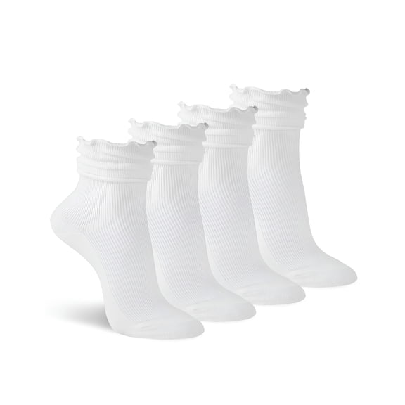 TELOLY Ruffle Cotton Knit Dress Slouch Scrunch Crew Cuff Ankle Socks 4 Pair Pack