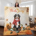 thumbnail image 2 of Happy Thanksgiving Bernese Mountain Dog with Turkey Pumpkins Autumn Vibes Quilt Blanket Berner Lover Gifts Cozy Comforter Throw Blanket - 12018, 2 of 5