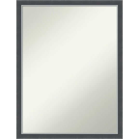 Eva Black Silver Thin Non-Beveled Wood Bathroom Wall Mirror