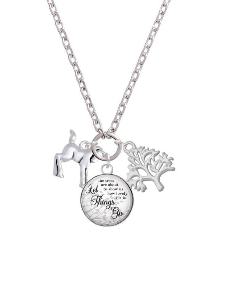 Delight Jewelry Silvertone Equestrian Horse Let Things Go Fall Zoey Charm Necklace, 28"