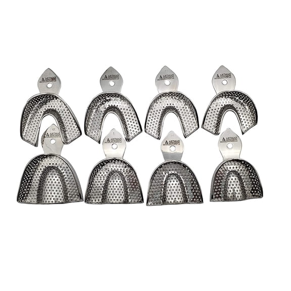 Impression Trays 8 Small Medium Large Extra Large Stainless Steel Silver by Artman Instruments Brand