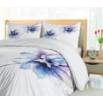 thumbnail image 5 of Ambesonne Floral Duvet Cover Set, Retro Flowers Watercolor, Queen, White Purple Blue, 5 of 6