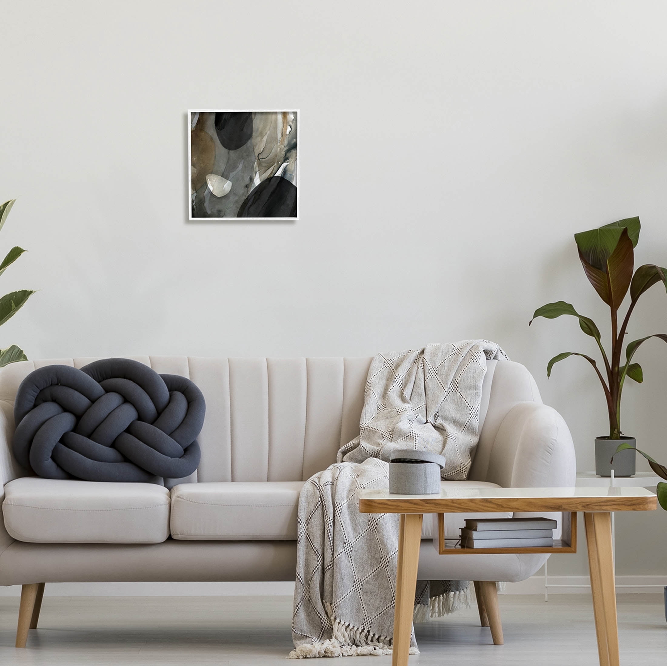 Stupell Industries Modern Layered Shapes Abstract Painting White Framed Art Print Wall Art, Design by Carol Robinson