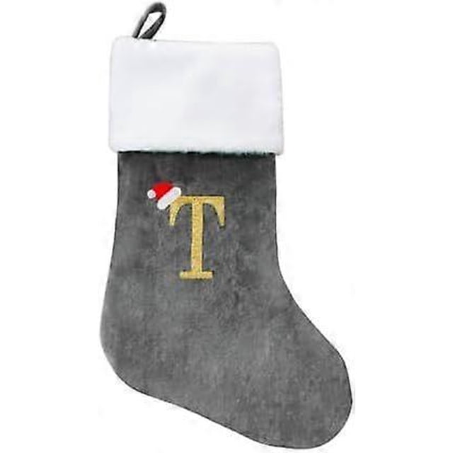 HOME'S FRIEND Christmas Stockings with Letters, 18 Inch Plush Monogram Christmas Stockings,Name Initial Large Embroidered Stockings,Christmas Tree Dec