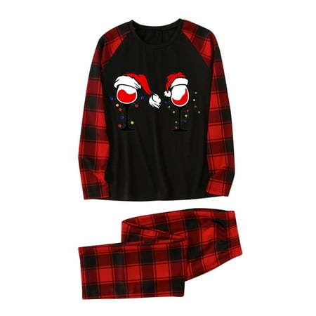 

Fesfesfes Pjs Xmas Family Set Parent-child Attire Christmas Suits Patchwork Plaid Printed Homewear Round Neck Long Sleeve Pajamas Two-piece Mom Sets Clearance
